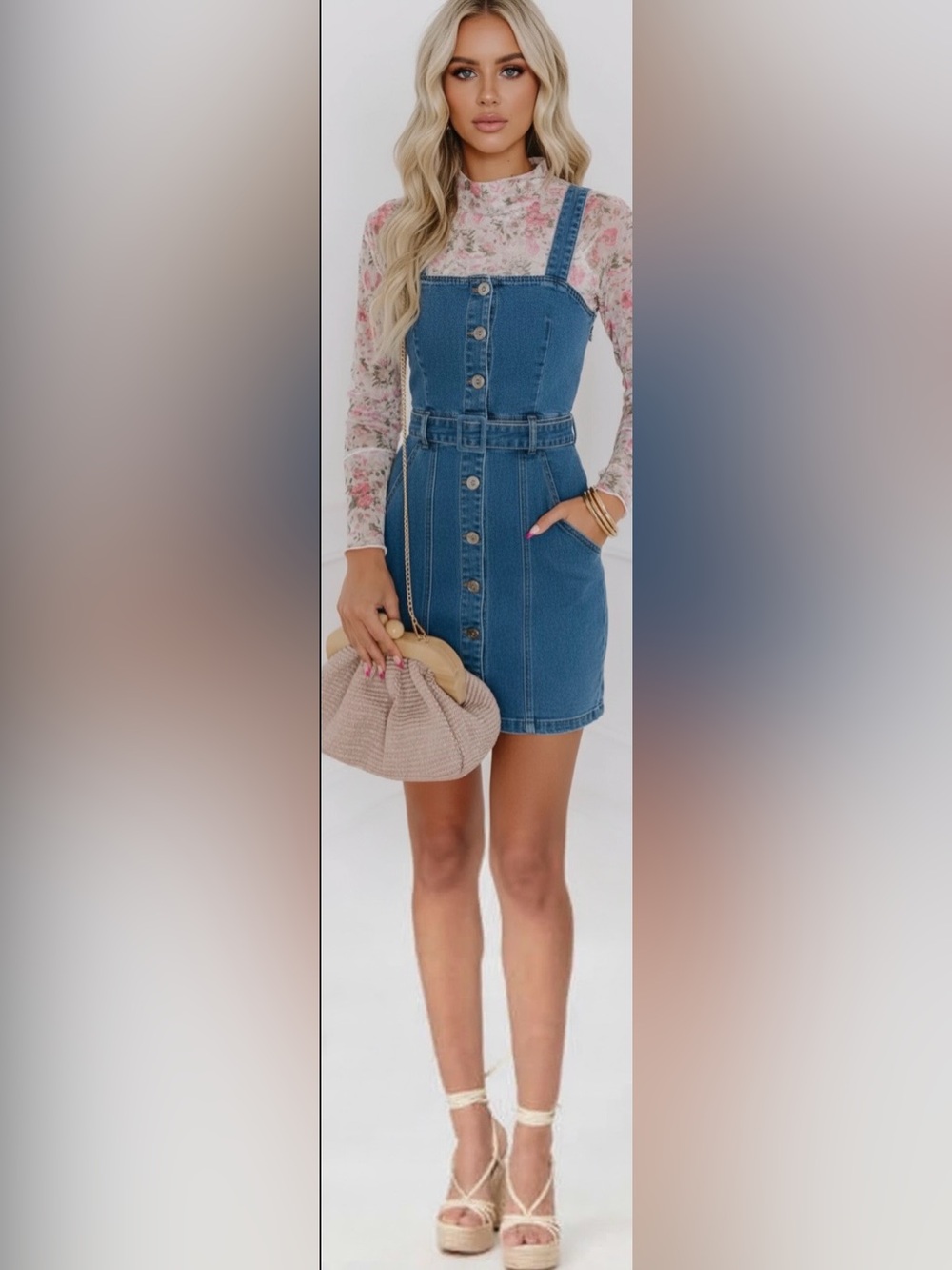 PAIGE Blue Button-Front Denim Mini Dress